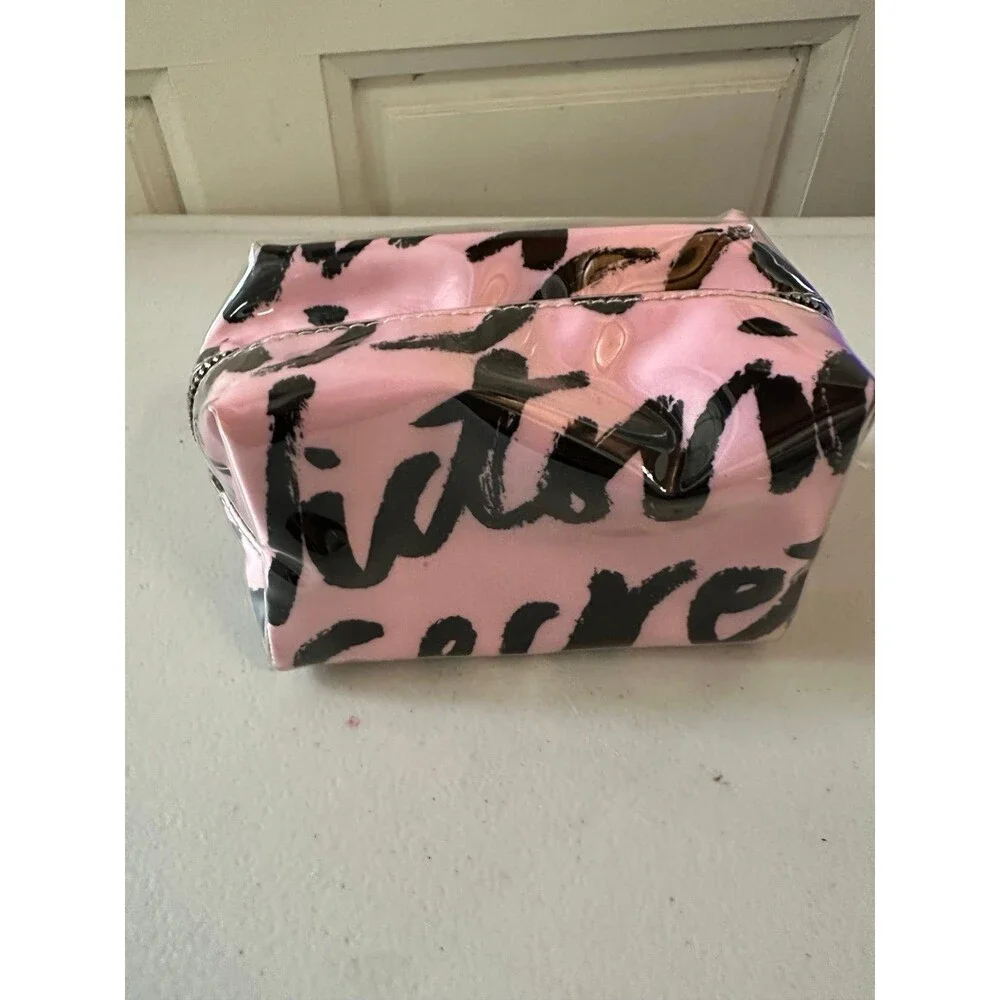 Victoria's Secret Plastic Coated Signature Script Logo Mini Cube Zipper Pouch